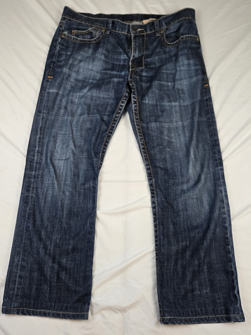 Monarchy Collection Men's Bootcut Jeans 34 x 30 Blue Denim Y2K Heavy Stitch